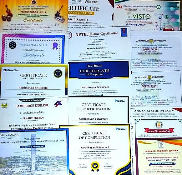 Certificates wall — technical certifications